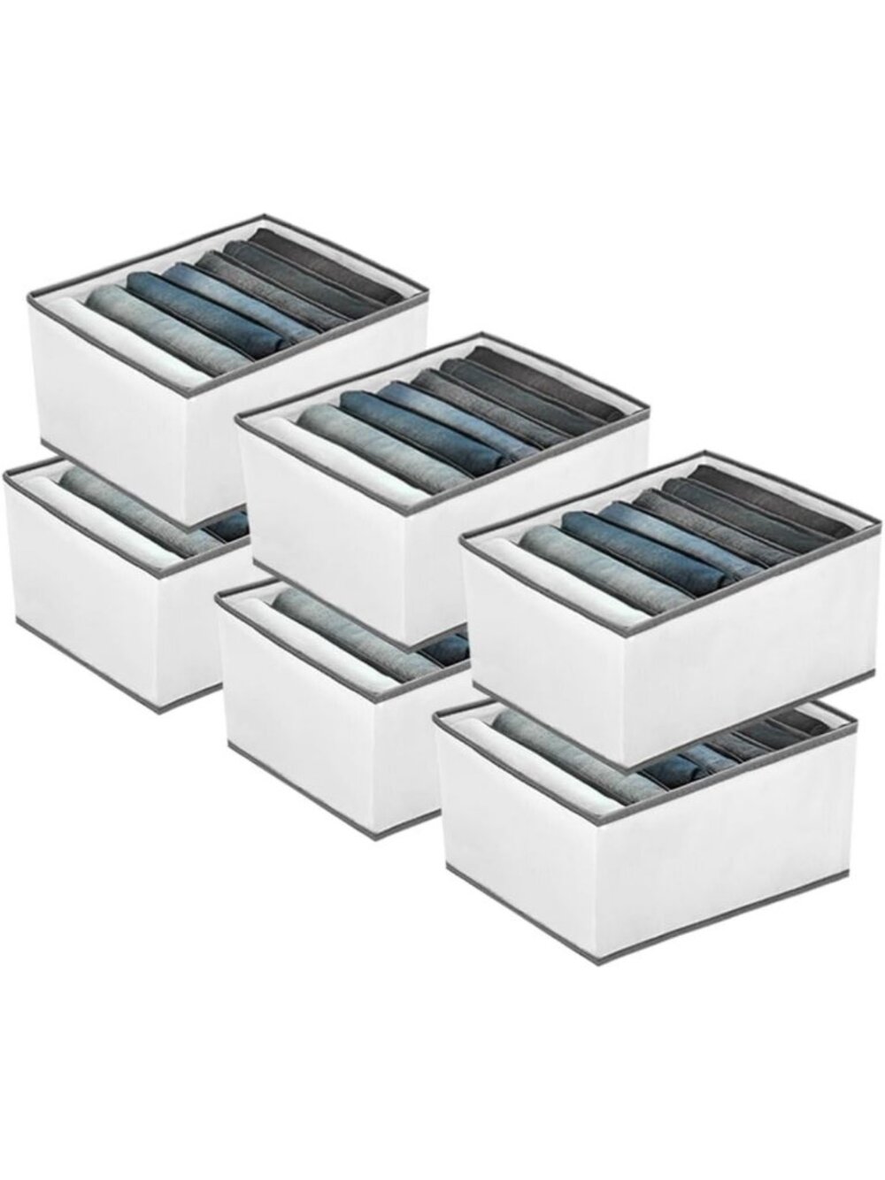 6-Pack Closet Organizers & Storage Bins with Dividers for Clothes & Accessories